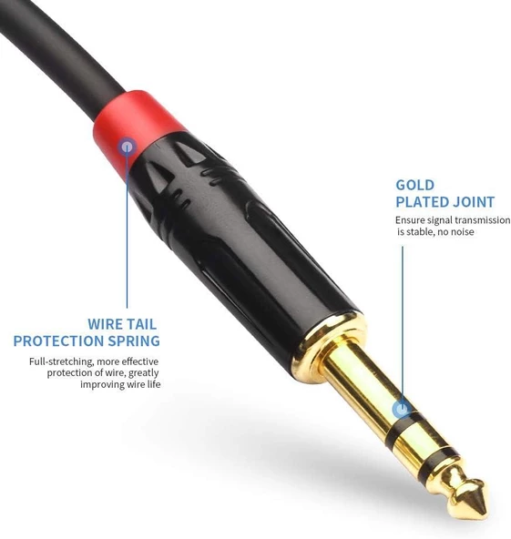 6.3 mm Trs Stereo Erkek-Erkek Kablo 10 metre - Resim 3