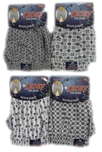 Sedef Yıldızı Erkek Desenli Penye Boxer 1012 - 3 Adet  M Karışık Renk - Resim 4