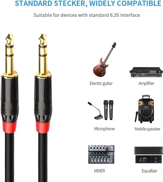 6.3 mm Trs Stereo Erkek-Erkek Kablo 10 metre - Resim 4