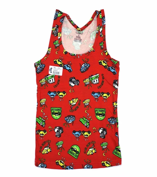 Gümüş Erkek Çocuk Likralı Desenli Atlet 3088  - 12 Adet  Karışık Renk 2 (3-4 YAŞ) - Resim 7