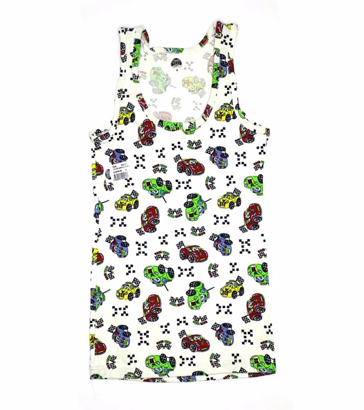 Gümüş Erkek Çocuk Likralı Desenli Atlet 3088  - 12 Adet  Karışık Renk 2 (3-4 YAŞ) - Resim 3