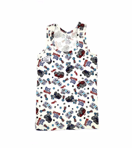 Gümüş Erkek Çocuk Likralı Desenli Atlet 3088  - 12 Adet  Karışık Renk 2 (3-4 YAŞ) - Resim 4