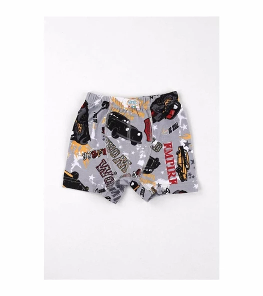Gümüş Erkek Çocuk Likralı Emprime Desenli Boxer 3089 - 12 Adet  Karışık Renk 2 (3-4 YAŞ) - 3