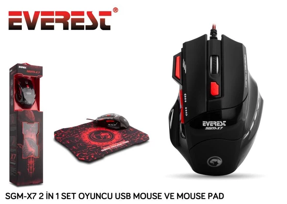 Everest Sgm X7 Usb Siyah Makrolu 7200Dpi Oyuncu Mouse