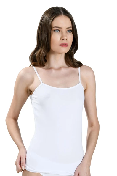 Jiber Kadın İp Askılı Likralı Atlet 503 - 6 Adet  Beyaz 2XL ürün görseli