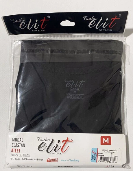 Tutku Elit Erkek Modal Likralı Askılı Atlet 1201 - 12 Adet  Siyah M - Resim 4