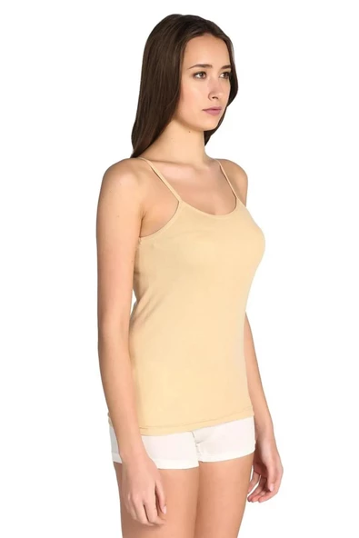 Tutku Kadın Ribana İp Askılı Renkli Atlet 0135 - 12 Adet  2XL Ten - Resim 4