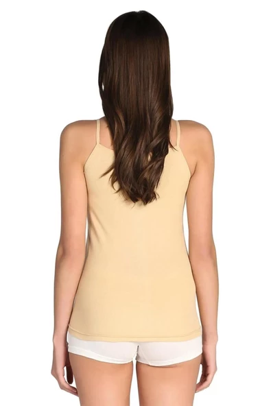 Tutku Kadın Ribana İp Askılı Renkli Atlet 0135 - 12 Adet  2XL Ten - Resim 5