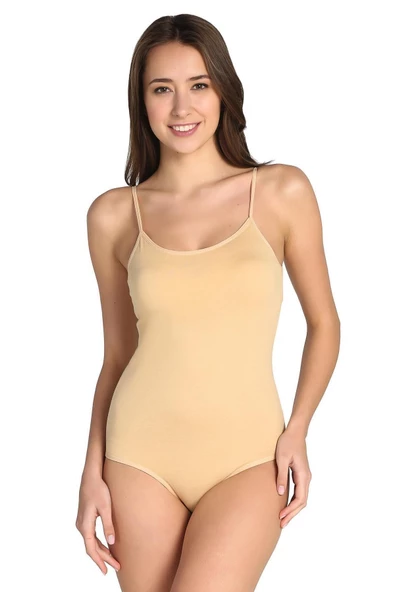 6 Adet TUTKU 0148 Likralı İp Askılı Çıtçıtlı Body  M Ten - Resim 8