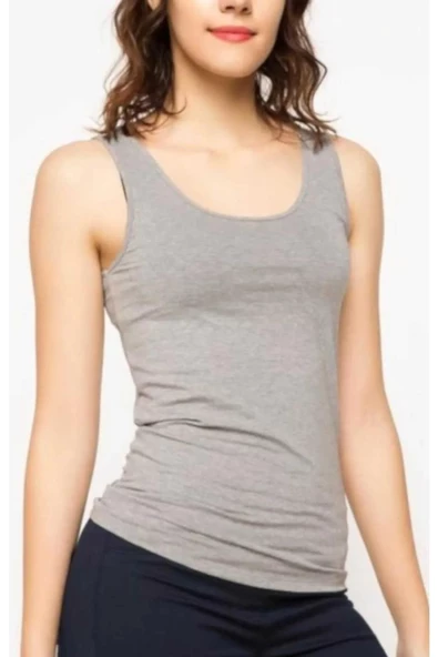 Tutku Kadın Ribana Geniş Askılı Renkli Atlet 0136 - 12 Adet  Gri XS ürün görseli