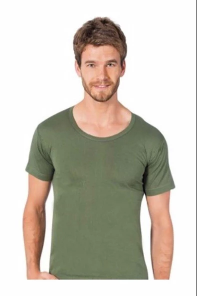 Seher Yıldızı Erkek Renkli Penye Bisiklet Yaka Fanila Atlet 002 - 6 Adet  2XL Haki - Resim 5