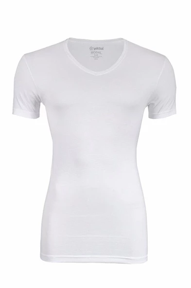 Yıldız Erkek Modal Pamuk V Yaka Fanila T-Shirt  Beyaz 2XL