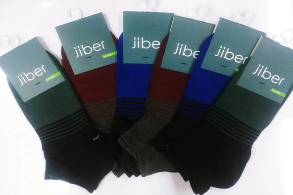 Jiber Erkek Bambu Patik Çorap 6756 - 6 Adet  Karışık Renk 40-44