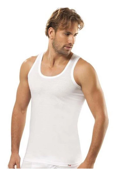 Jiber Erkek Askılı Atlet 6'lı Paket 101  Beyaz 2XL - Resim 4