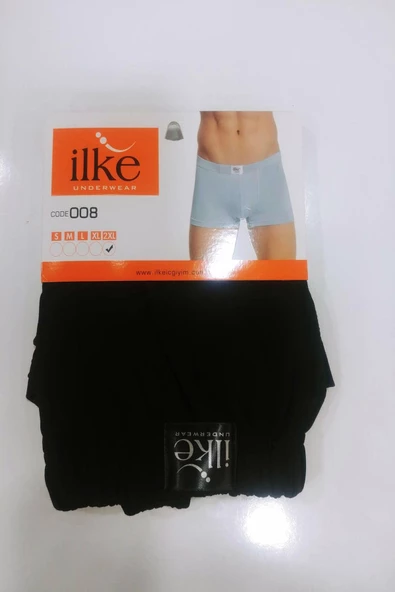 İlke Erkek Pamuklu Likralı Boxer 008 - 3 Adet  Siyah M - 2
