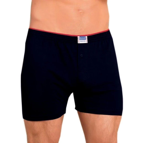 Berrak 1099 Düğmeli Erkek Penye Boxer 6'Lı   Siyah L