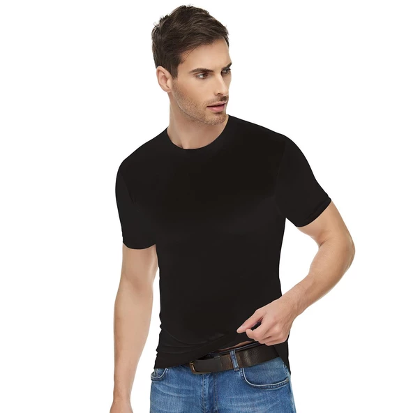 TUTKU Elit Elastan Sıfır Yaka Fanila 1301 - 1 Adet  Siyah 2XL