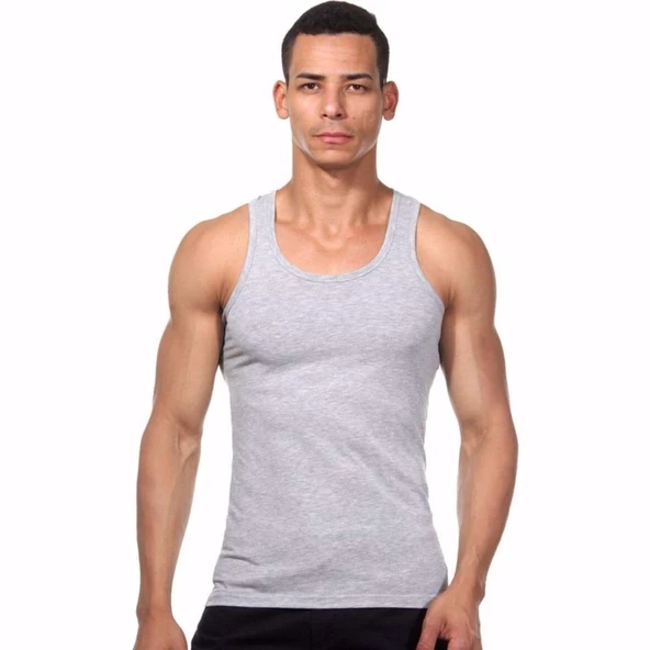 Jiber Erkek Askılı Atlet 6'lı Paket-110   Gri 2XL