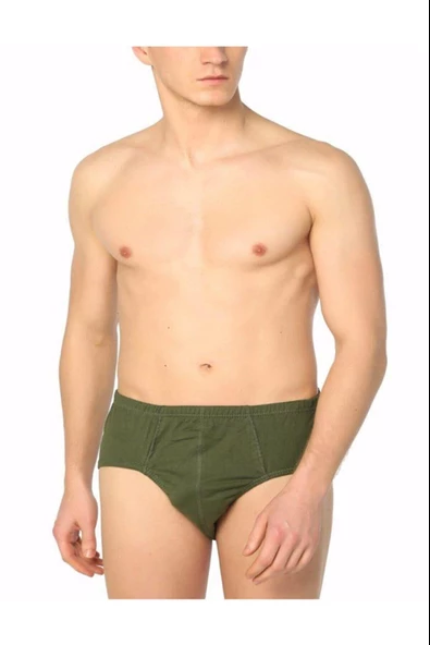 Seher Yıldızı Erkek Renkli Slip Külot - 12 Adet  Haki 3XL