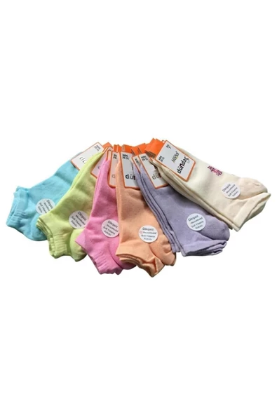 Dündar Kız Çocuk Modal Patik Dikişsiz Pastel Renk Çorap 8047- 12 Adet  Karışık Renk 35-37 - 2