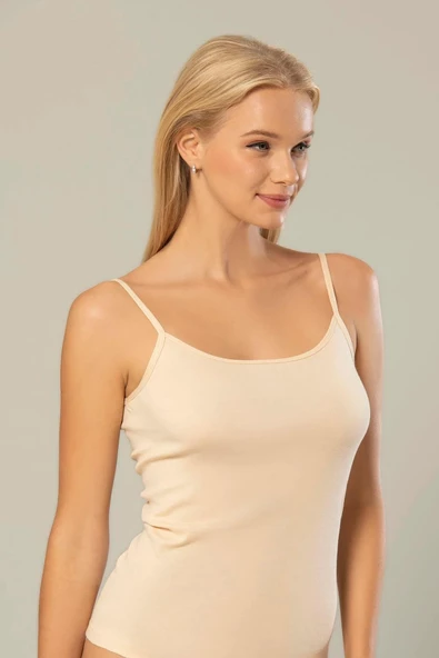 Erdem Kadın Ribana İp Askılı Atlet 2153 - 6 Adet  XL Ten