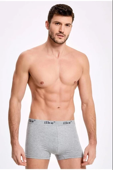 İlke Erkek Likralı Boxer 007 - 3 Adet  M Gri
