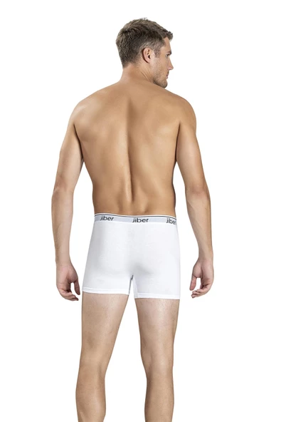 Jiber Erkek Pamuklu Likralı Boxer 156 - 12 Adet   Beyaz L - Resim 2