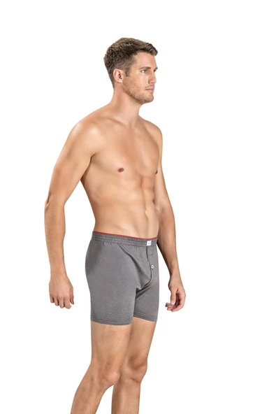 Jiber Erkek Havlu Kemer Pamuklu Boxer 127 - 3 Adet  XL Gri - 2