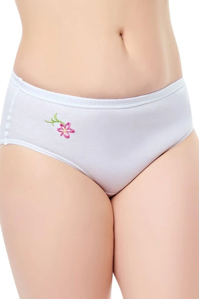 6 Adet Seher Yıldızı Klasik Beyaz Desenli Kadın Külot Bayan Slip  Beyaz 3XL ürün görseli 1