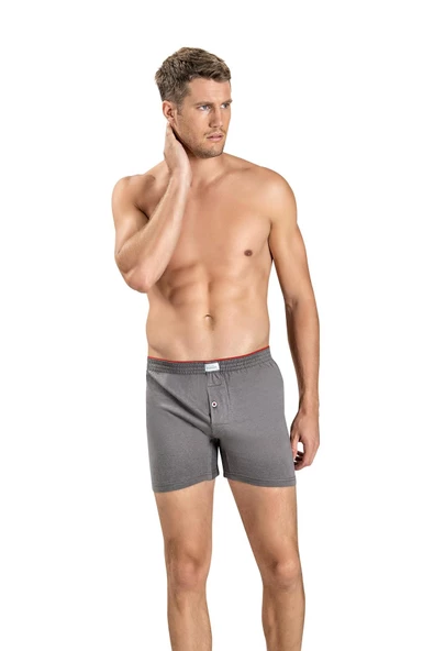 Jiber Erkek Havlu Kemer Pamuklu Boxer 127 - 3 Adet  M Gri