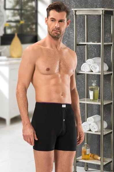 Jiber Havlu Kemer Penye Boxer 6'lı - 127  Siyah M