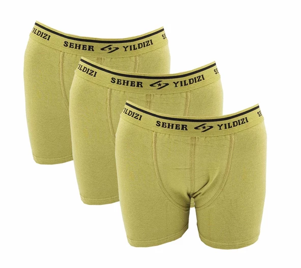 Seher Yıldızı Erkek Likralı Boxer 060 - 3 Adet  S Yeni Haki - 2