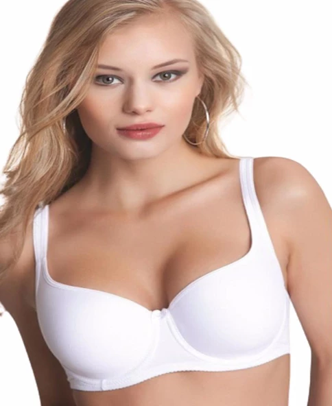2 Adet NBB 3613 Toparlayıcı Kaplı Balenli Basic Sütyen (B C D Kap  Beyaz 90D