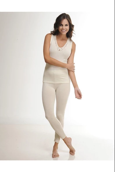 Hasyün Kadın Likralı Yün Tayt İçlik 306 - 1 Adet  L Ekru - Resim 3