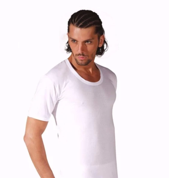 6'Lı Seher Yıldızı %100 Pamuk Erkek Fanila Kısa Kollu  Beyaz 3XL - Resim 2