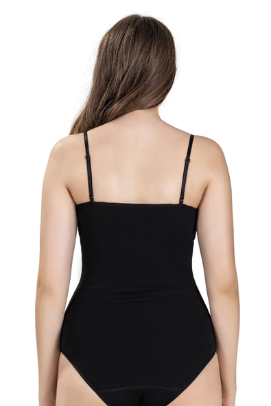 Jiber Kadın Ayarlanabilir İp Askılı Kancalı Likralı Body 534 - 3 Adet  XL Siyah - Resim 6