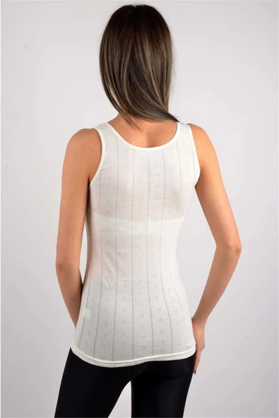 Tutku Kadın Jakarlı Geniş Askı Atlet 6 Adet - 0201  Ekru S - M - Resim 2