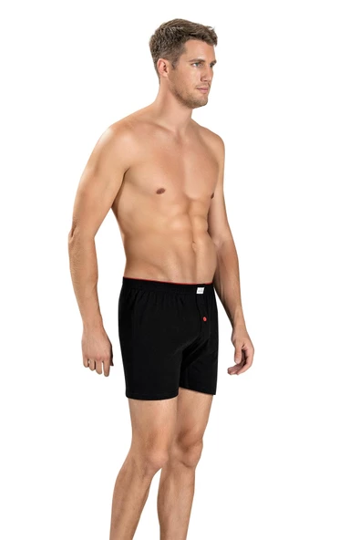 Jiber Erkek Havlu Kemer Pamuklu Boxer 127 - 6 Adet  Siyah L - Resim 2