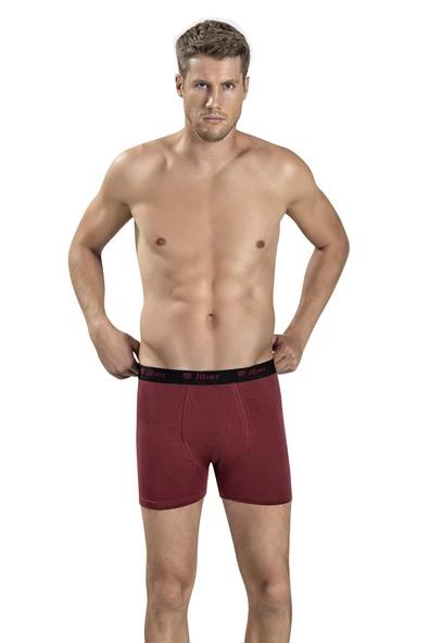 Jiber Erkek Modal Renkli Boxer 321 - 6 Adet   L Bordo