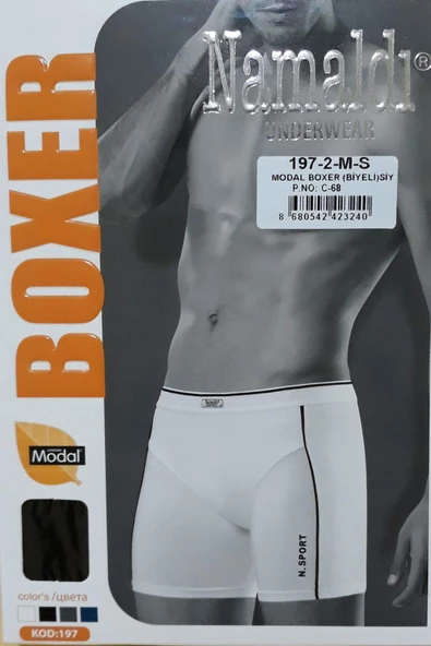 Namaldı Erkek Modal Likralı Biyeli Boxer 197 - 6 Adet  Beyaz L - 2