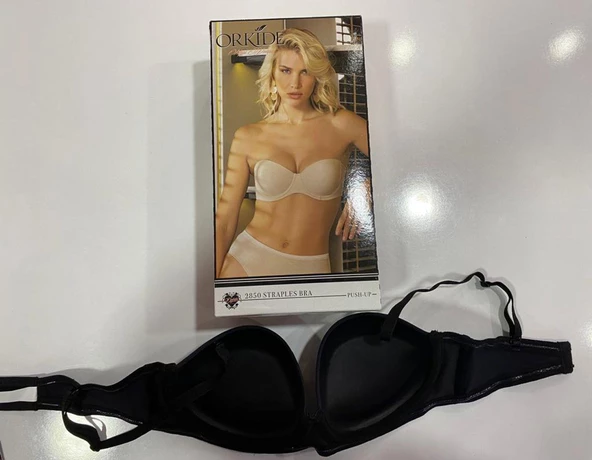 Orkide Kadın Dolgulu Straples Sütyen 2850 - 2 Adet  Siyah 90B - Resim 3