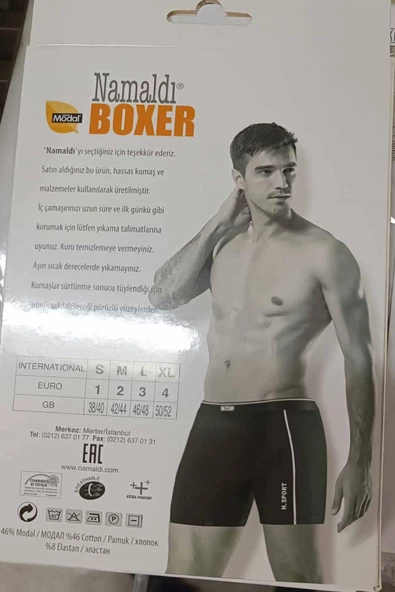 Namaldı Erkek Modal Likralı Biyeli Boxer 197 - 6 Adet  Beyaz L - 3