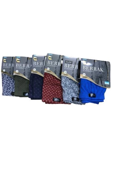 Berrak Erkek Desenli Modal Boxer 3'Lü Paket - 4497  Karışık Renk S