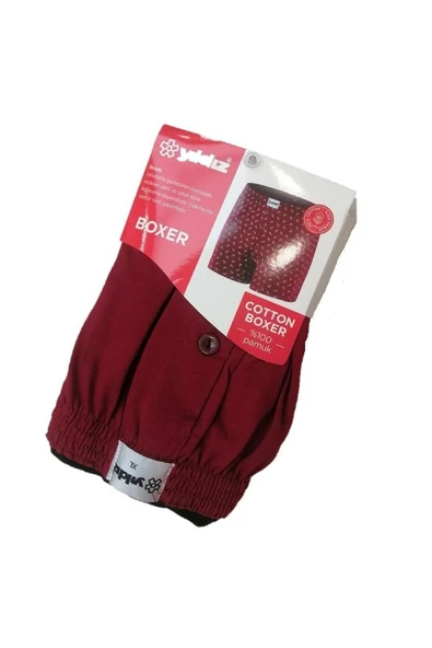 Yıldız Erkek Penye Havlu Bel Düz Boxer 43 - 3 Adet  Bordo 3XL