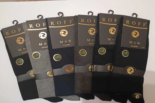 Roff Erkek Bamboo Soket Düz Çorap 14009 - 6 Adet  Karışık Renk 41-44 - Resim 7