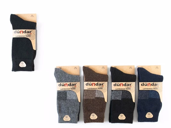 Dündar Erkek Plus Lambswool Yün Çorap 5909 - 6 Adet  Karışık Renk 41-45