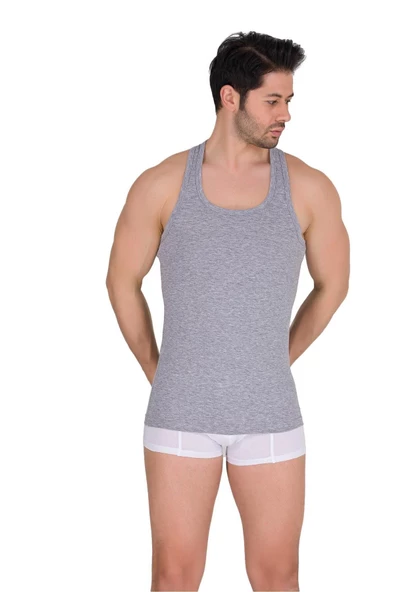 Berrak Erkek Likralı Süprem Rambo Atlet 6'Lı Paket -1029   XL Gri - Resim 4