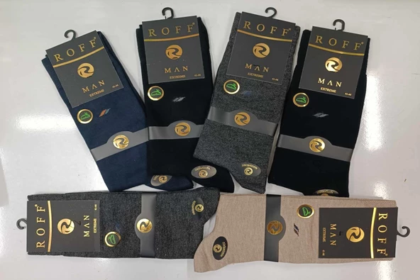 Roff Erkek Bamboo Soket Küçük Desenli Çorap 14023 - 12 Adet  Karışık Renk 41-44 - 2