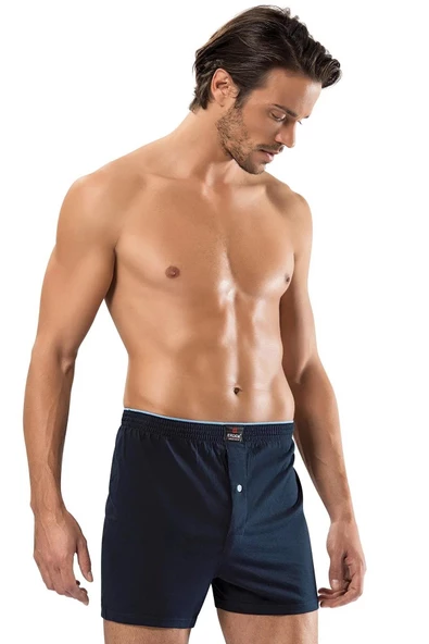 Erdem Erkek Penye Düz Renk Boxer 1400 - 6 Adet  Lacivert S - Resim 3