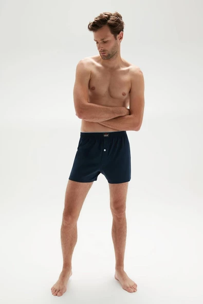 Erdem Erkek Penye Düz Renk Boxer 1400 - 6 Adet  M Lacivert